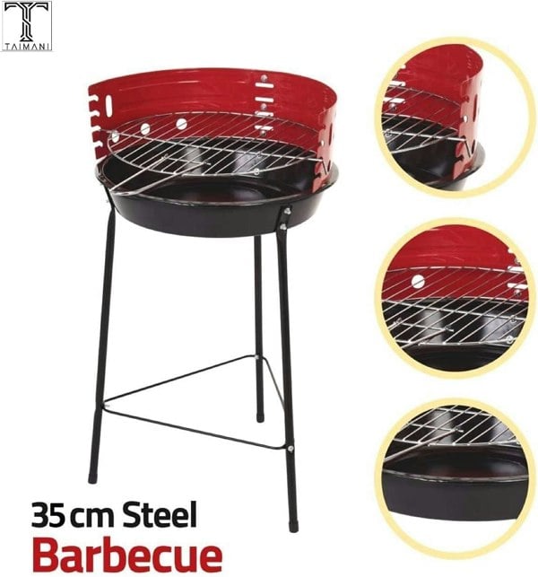 Generise Portable Camping & Festival Chargrill BBQ Grill Set - 14" Round