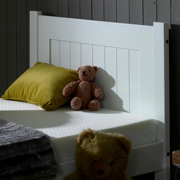 Mission TM Clifton Solid Pine Bed Frame, Panelled Headboard, White, 4 Sizes