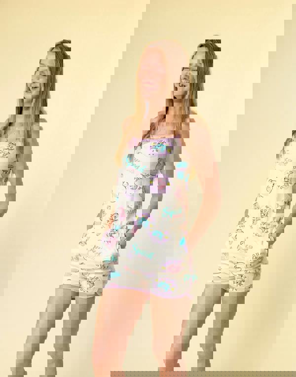 Squishmallows Girls Multicoloured Character AOP Sleeveless Playsuit