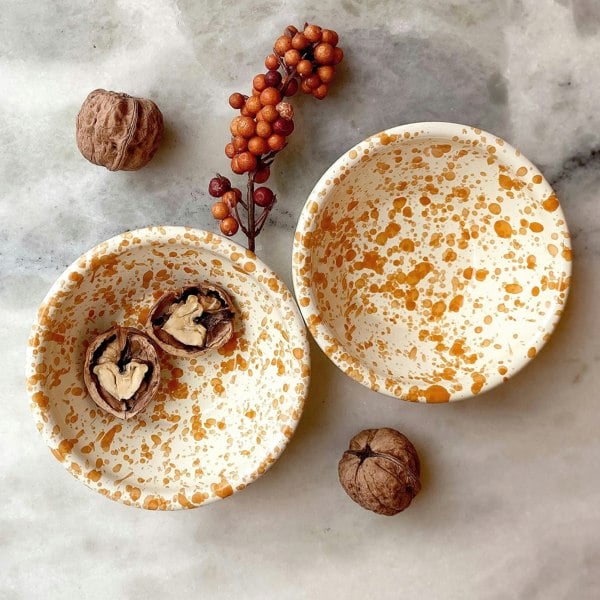 Hot Pottery Nut Bowl Burnt Orange