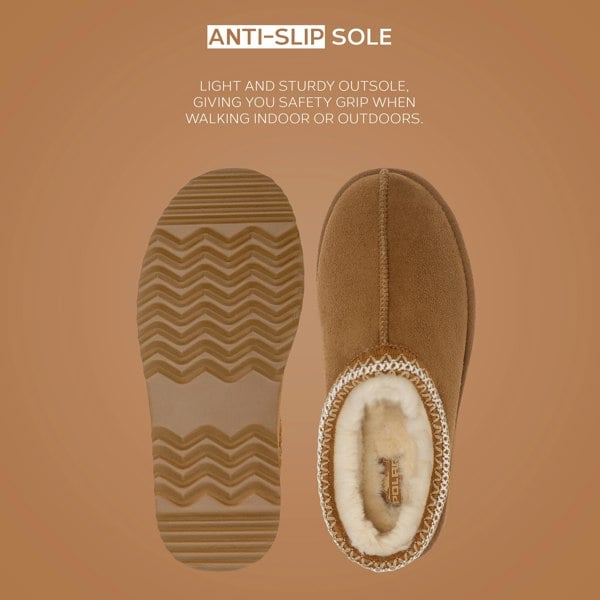 VIVA Mia: Women's Platform Sheepskin Lined Slip Ons Anti Slip Rubber Soles