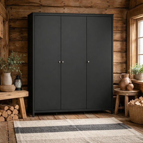Wyld Haus Gossmere Matt Black Wardrobe 3 Doors