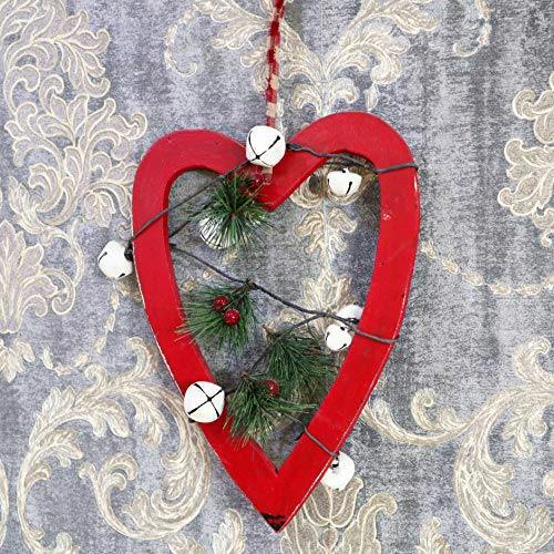 18 x 1.2 x 23 cm Red Wooden Heart Hanging Decoration for Christmas and Seasonal Home Display image 4
