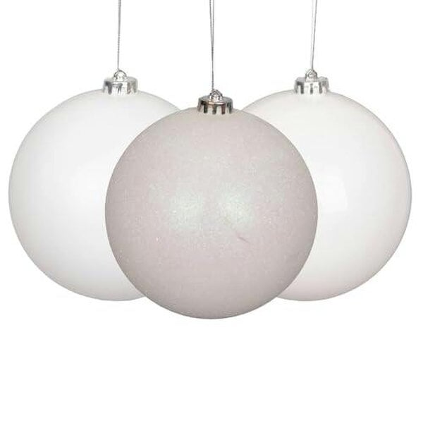 Shatchi White PVC Christmas Baubles Pack Sizes, Shatterproof 10cm Hanging Decorations for Tree and Home