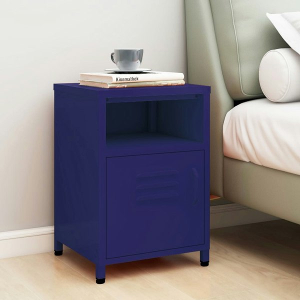 Berkfield Nightstand Navy Blue 35x35x51 cm Steel