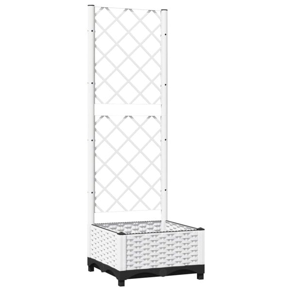 Berkfield Garden Planter with Trellis White 40x40x121.5 cm PP