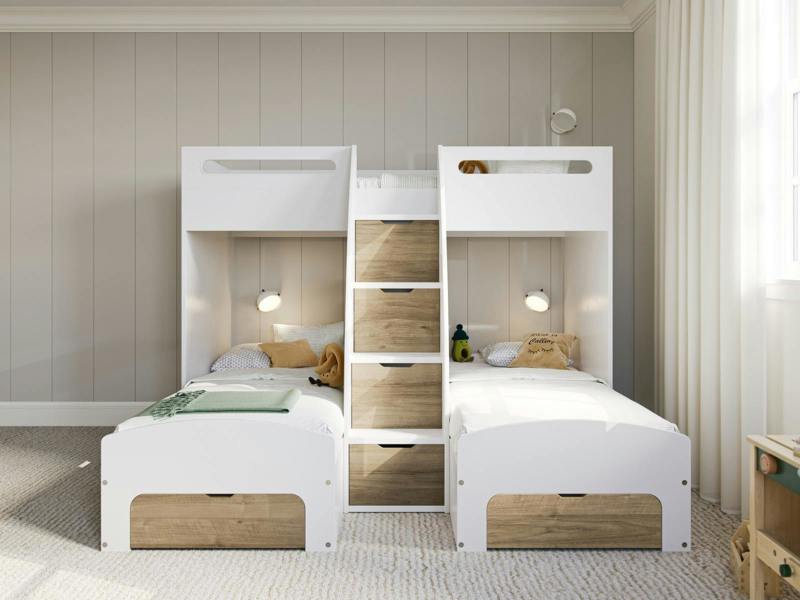 Flair Eddie Staircase Triple Bunk Bed with Storage