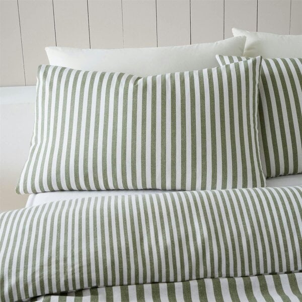 HomeSpace Direct Brushed Stripe Green Duvet Cover Set