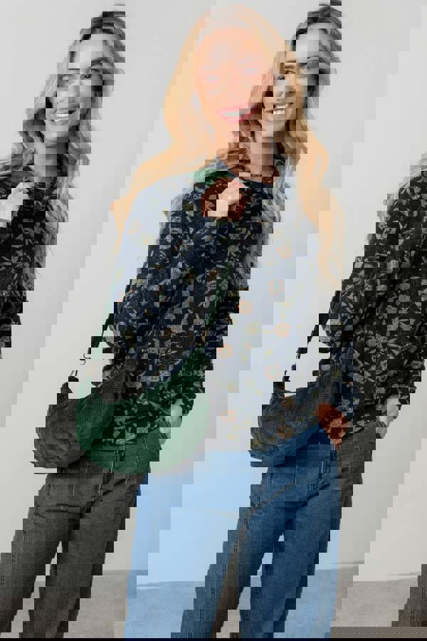 Lily & Me Jumbo Cord Crossbody Bag Pine Green