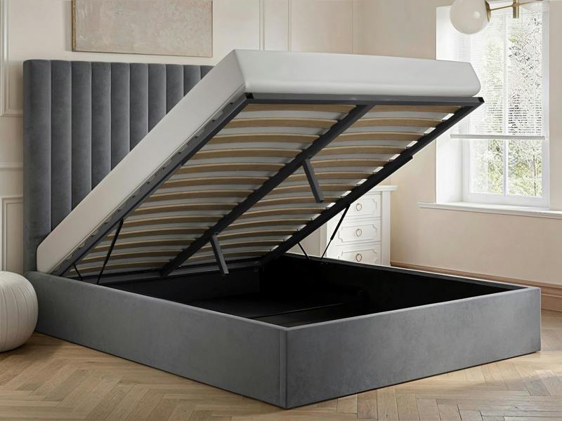 Flair Everley Ottoman Bed Grey Velvet