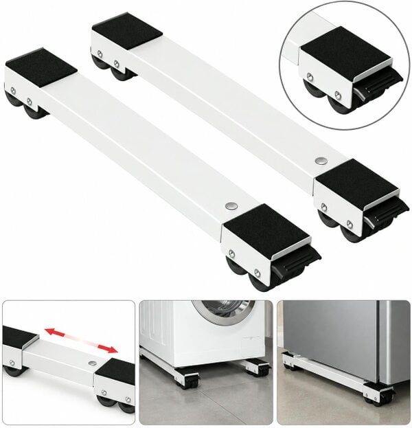 ATEK 2 Pack Extendable Appliance Furniture Rollers Heavy Duty 300kg White