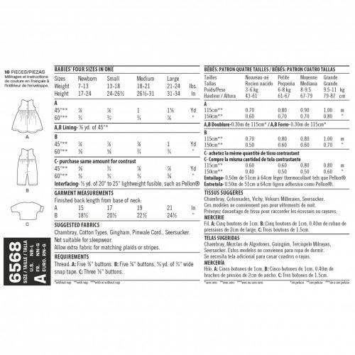 New Look Sewing Pattern 6568, Dungarees, Tops, Dresses for Baby, A (NB-S-M-L) - Intermediate