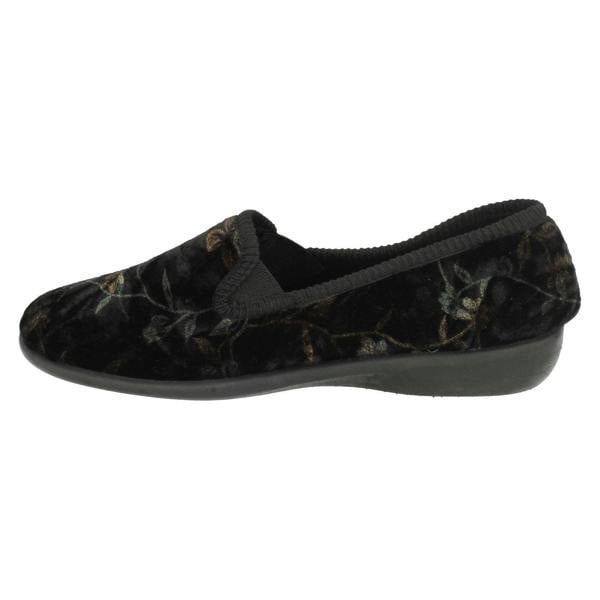 Spot On Ladies Spot On Embroided Floral Design Slippers