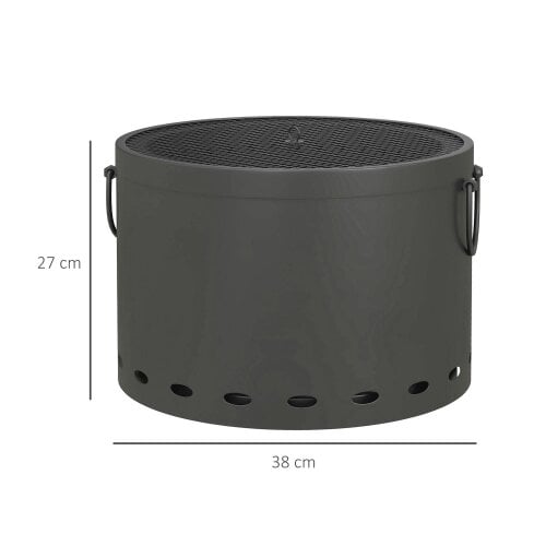 Wyld Haus Lasatta Small Steel Dark Grey Smokeless Portable Fire Pit with Spark Screen And Poker