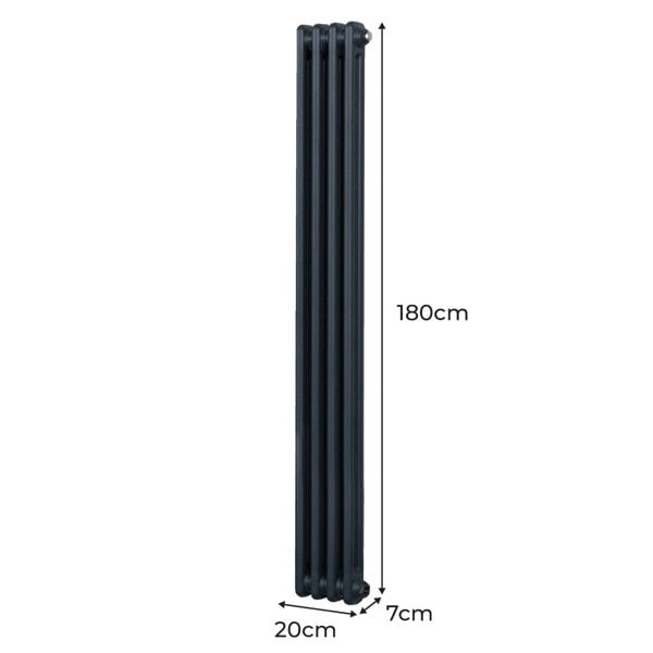 Monstershop Traditional 2 Column Radiator - 1800 x 202mm - Anthracite Grey