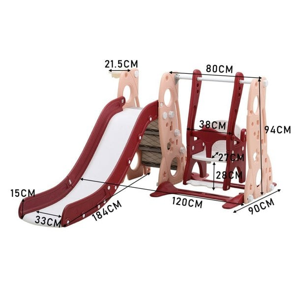 4-in-1 Toddler Climber and Swing Set with Basketball Hoop Kids Swing and Slide Set for Indoor Outdoor Playground Living and Home