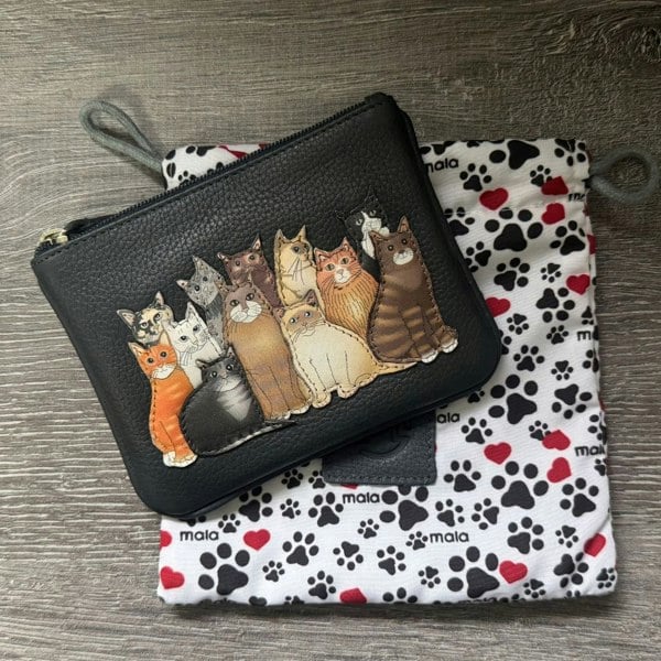 Mala Leather The Meowfia Cats Leather RFID Coin & Card Purse