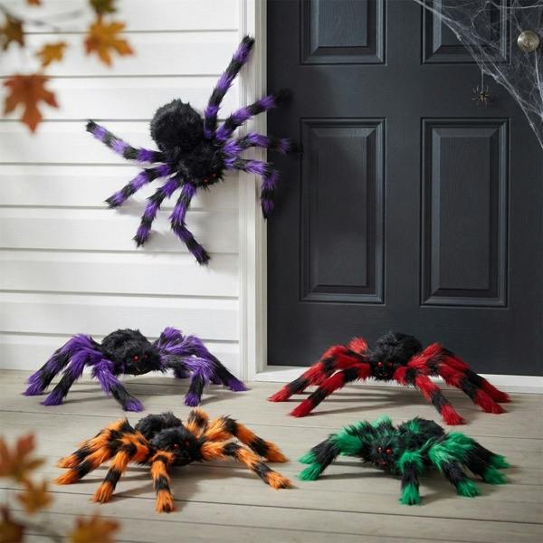 Garden Greatness Set of Five Creepy Fluffy Halloween Spiders
