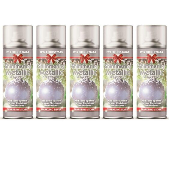 Rapide 5X - Rapide Christmas Metallic Silver 200ml Spray Paint