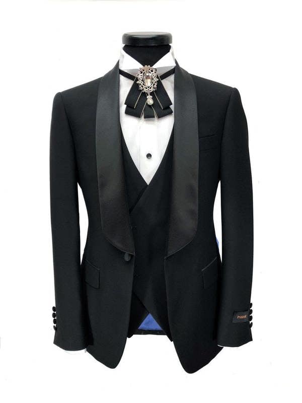 Black  tuxedo with satin shawl lapel - Pamoni