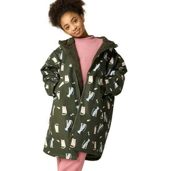 Regatta Junior Kids Waterproof Fleece Lined Robe Khaki