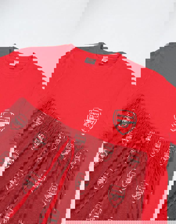 Arsenal Mens Red Logo Short Sleeve Long Leg Pyjama Set