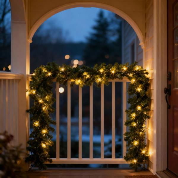 2.7m Pre-Lit Alaskan Christmas Garland with 70 Warm White LEDs, Available as Single or 2 Pack image 3