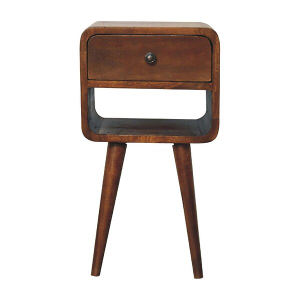 Wyld Haus Pama Small Chestnut Mango Wood Curve Low Bedside Table