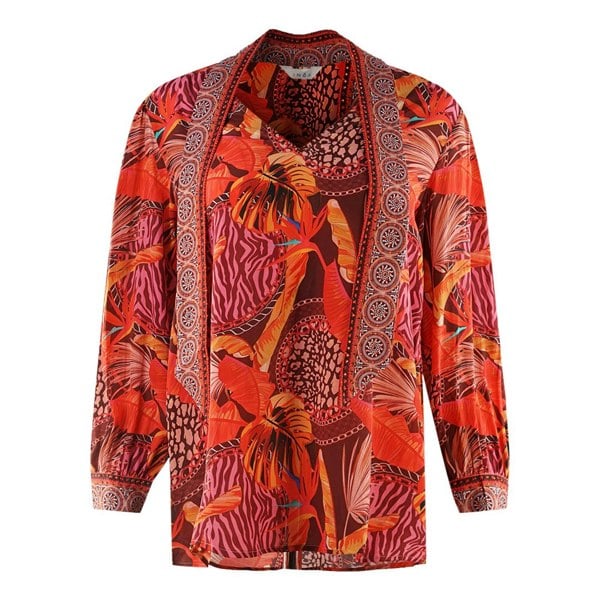 Inoa Congo Rainforest 1202115 Long Sleeve Blouse Silk Shirt - Red