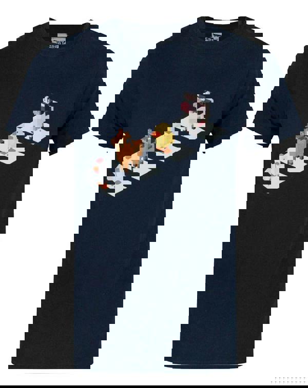 Crossy Road Mens Blue Crossing Short Sleeved T-Shirt