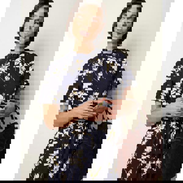 Blue Vanilla Elasticated Frill High Neck Floral Mini Dress