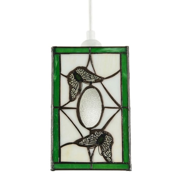 Traditional Lantern Tiffany Pendant Lighting Shade with Butterflies Image 3