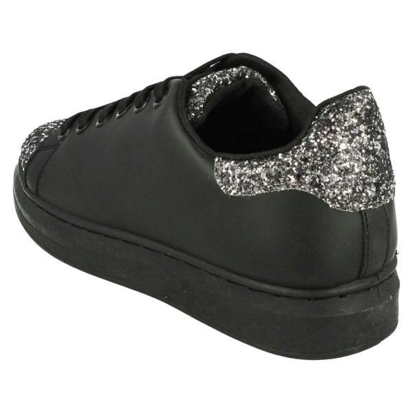 Spot On Ladies Spot On Lace Up Trainer Pump with Glitter