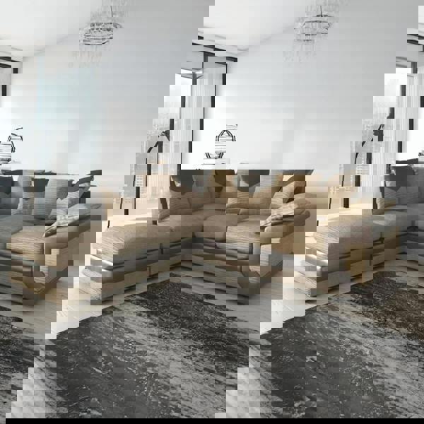 Furnishings For Less Dino Mixed Fabric Corner Sofa with Footstool