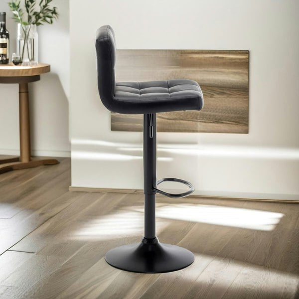 Rafaelo Mobilia 3PC Height Adjustable 360 Swivel Bar Stools Set With Backrest Black