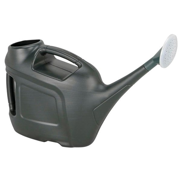 2 x Green 6 Litre Slimline Garden Watering Cans With Sprinkler Heads & Handles