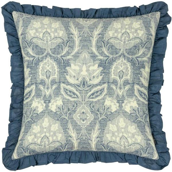 Paoletti Kirkton Pleated Floral Cushion Cover - French Blue - 