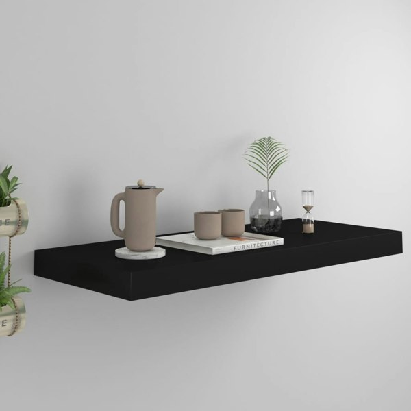 Berkfield Floating Wall Shelf Black 60x23.5x3.8 cm MDF