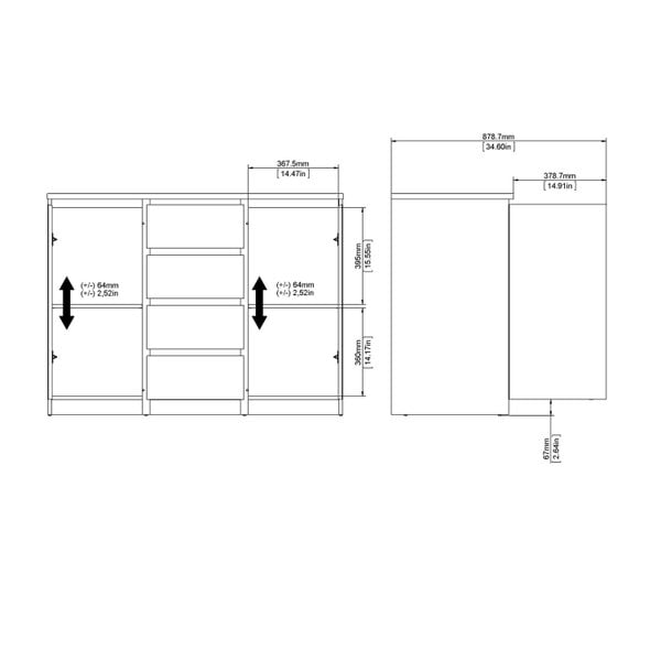 Wyld Haus Budapest White Wooden Sideboard 4 Drawers 2 Doors