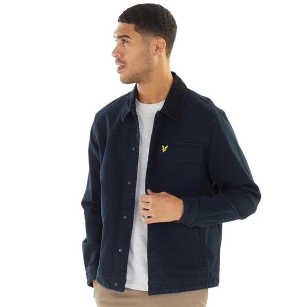 Lyle & Scott Washed Drill Overshirt Jacket - Navy Blue