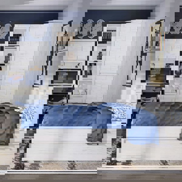 Furniture To Go Angel Corner Fitted Wardrobe in White Craft Oak