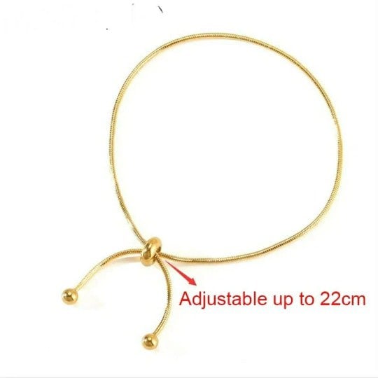 The Colourful Aura Stainless Steel Bow Knot Sliding Snake Chain Adjustable Anklet Bracelet