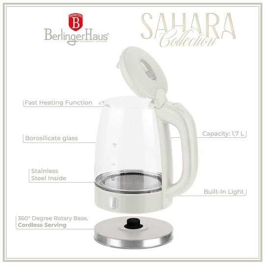 Berlinger Haus Electric Glass Kettle Cream BH9322