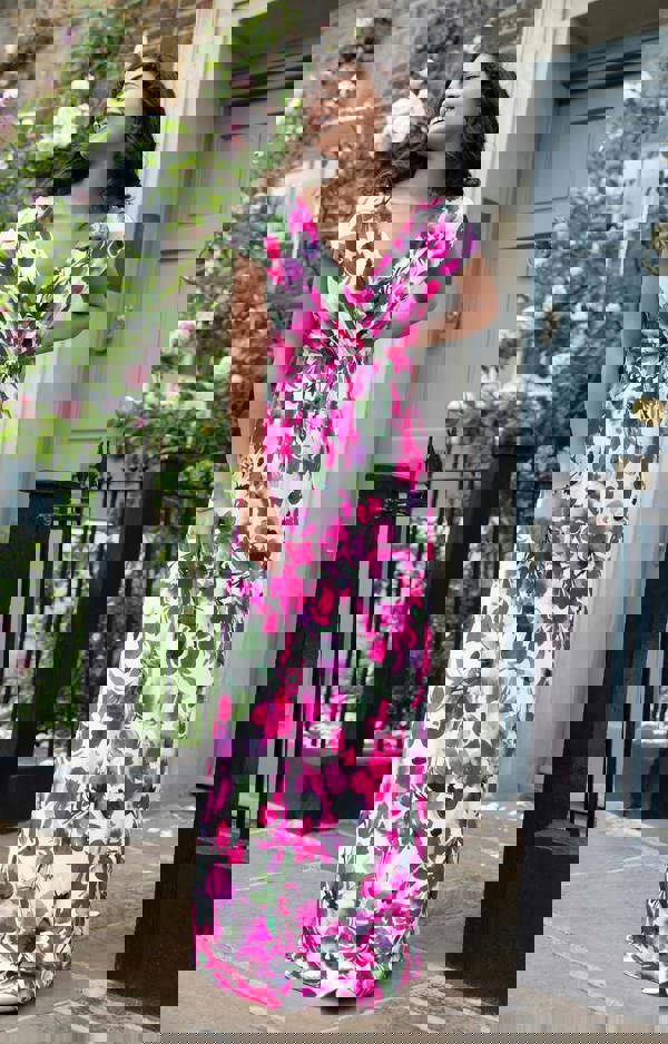 Alie Street London Sophia Maxi Dress Petite - Fuchsia Florals