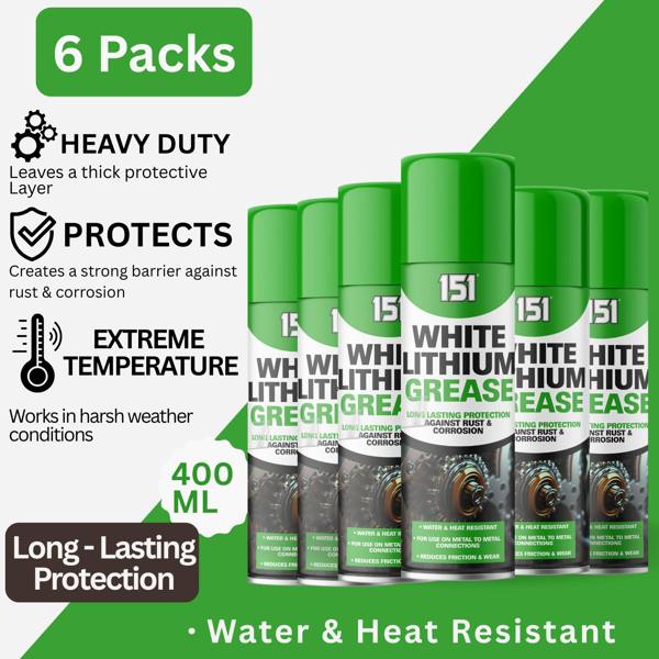 151 6X 151 White Lithium Grease Long Lasting Protection 400ml