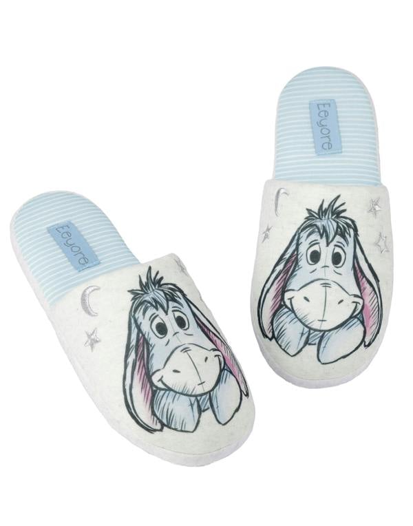 Disney Womens Grey Winnie The Pooh Mule Slippers