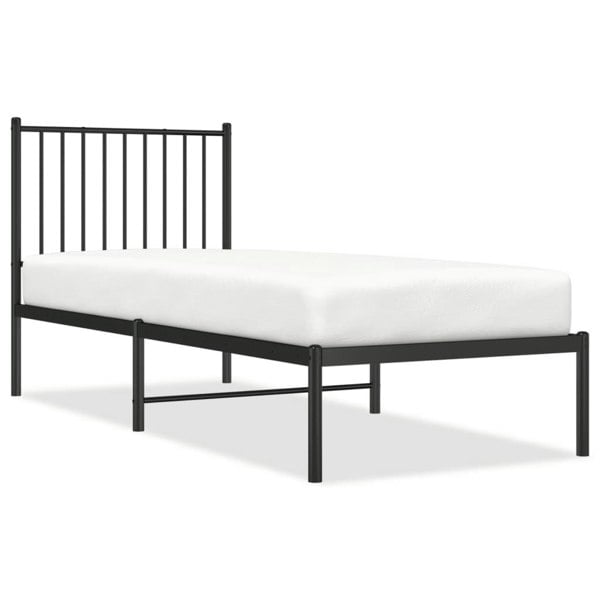 Berkfield Metal Bed Frame with Headboard Black 75x190 cm 2FT6 Small Single