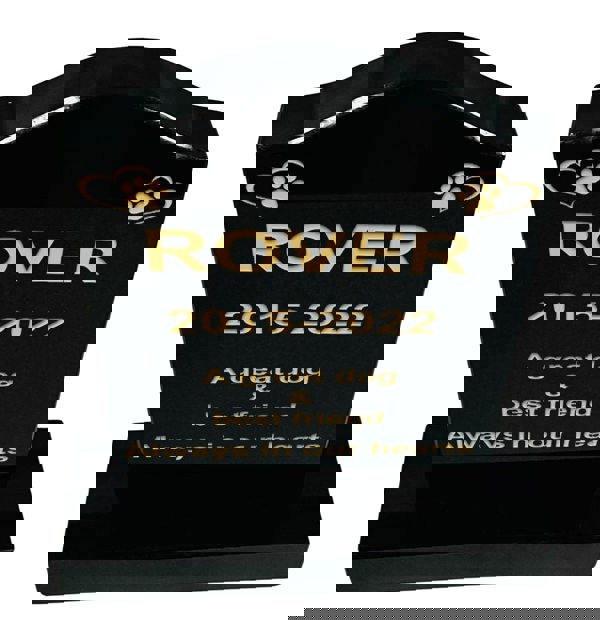 Memorials Direct Granite Memorial Ogee Headstone – Small Size- For Pets with Paw & Heart- Free Personalised Engraving