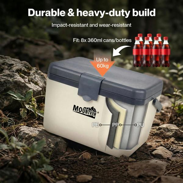 Mountview Cool Box 6L Portable Cooler Food Drinks Camping Beach Picnic White