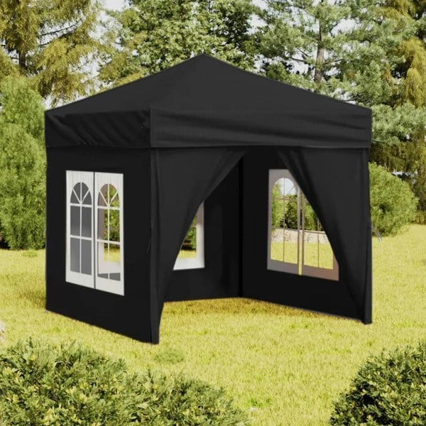 Berkfield Folding Party Tent with Sidewalls Black 2x2 m